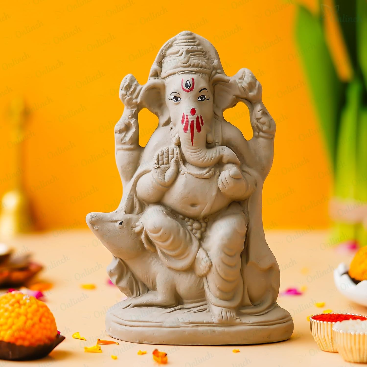 100% Eco - Friendly Traditional Handcrafted Mud Mitti Earthenware Ganesh Idol For Visarjan |Mitti Ganesh Murti | Home Pooja | Ganesh Chaturthi Gift 31 (6.5 Inch, Fantasy, Brown) - Pickkart