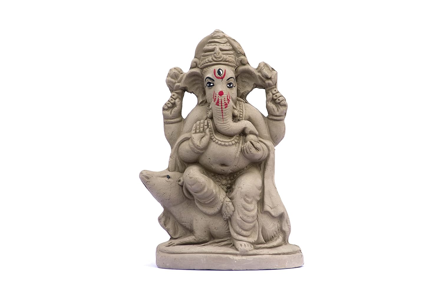 100% Eco - Friendly Traditional Handcrafted Mud Mitti Earthenware Ganesh Idol For Visarjan |Mitti Ganesh Murti | Home Pooja | Ganesh Chaturthi Gift 31 (6.5 Inch, Fantasy, Brown) - Pickkart