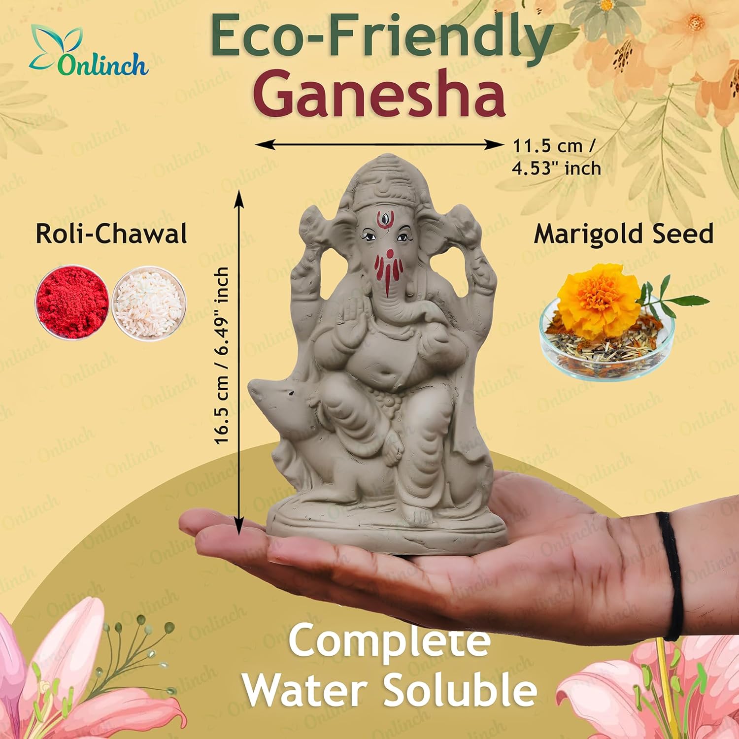 100% Eco - Friendly Traditional Handcrafted Mud Mitti Earthenware Ganesh Idol For Visarjan |Mitti Ganesh Murti | Home Pooja | Ganesh Chaturthi Gift 31 (6.5 Inch, Fantasy, Brown) - Pickkart