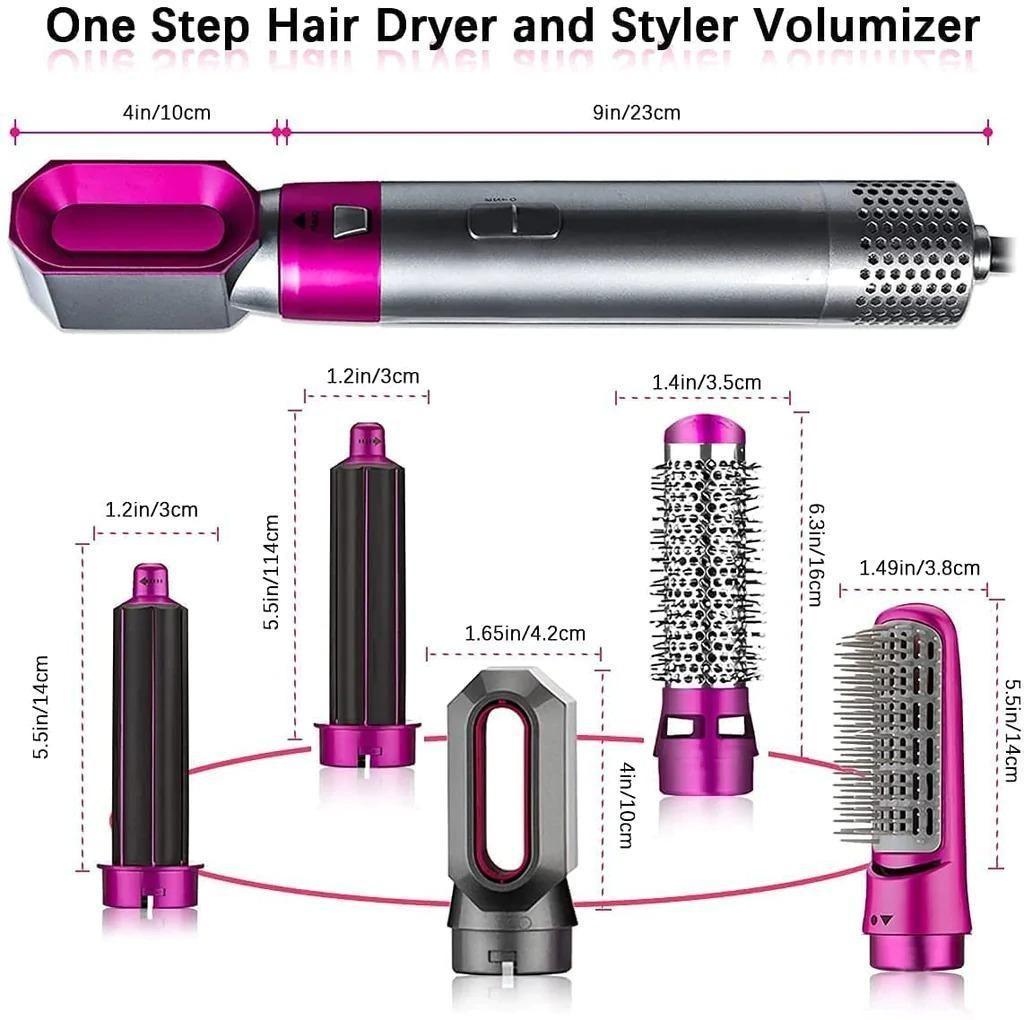 5 in 1 Multifunctional Hair Dryer Styling Tool, Detachable 5 - in - 1 Multi - Head Hot Air Comb, The Negative Ion Automatic Suction Hair Curler - Pickkart