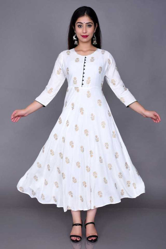 Aman Rayon Kurtis For Women (White, S) - Pickkart