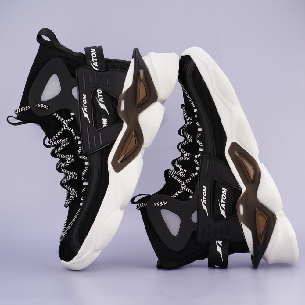 ATOM Gansta1 Men's Hi - Top Knitted Sneakers | EVA Outsole, Perfect for Casual Outings - Pickkart