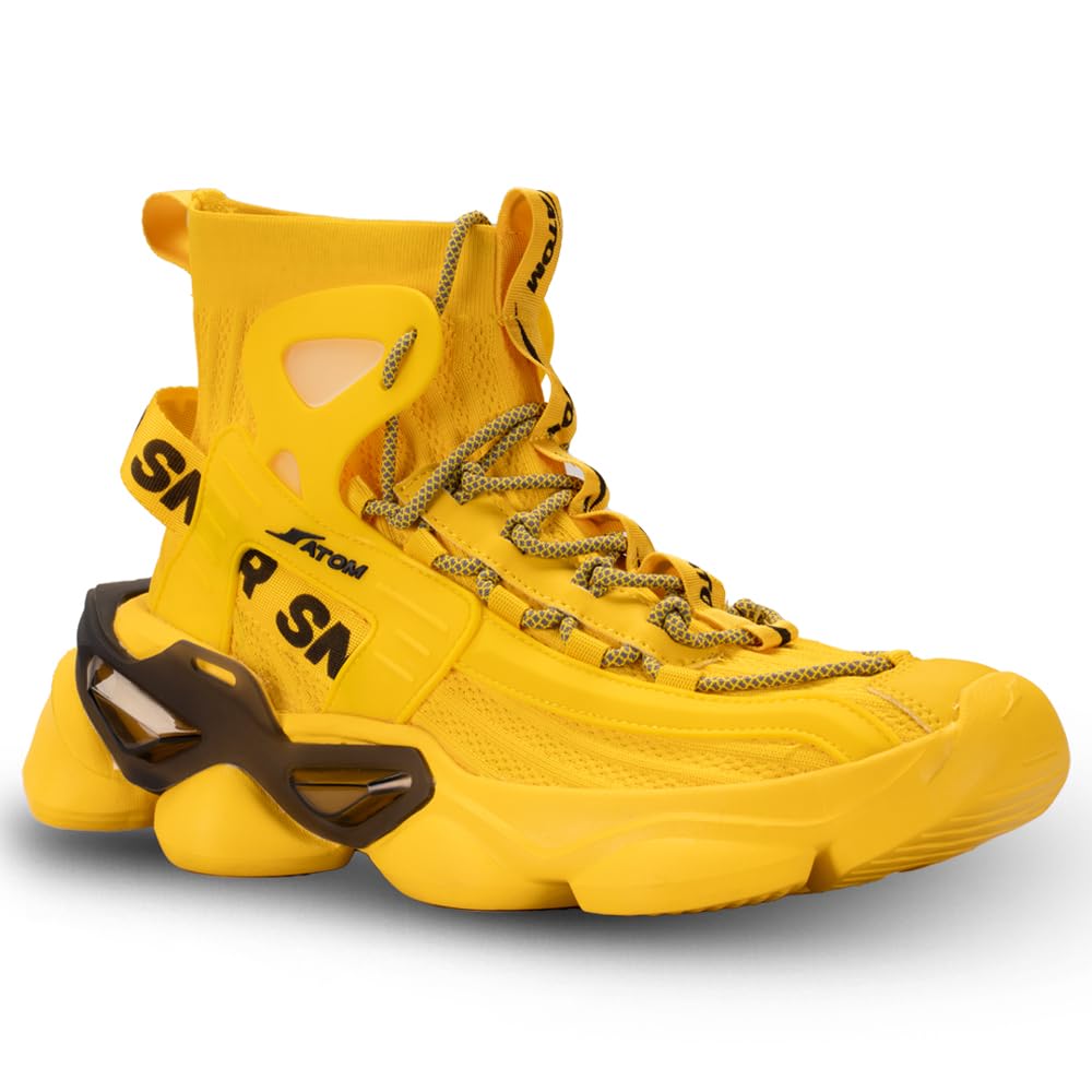 ATOM Gansta1 Men's Hi - Top Knitted Sneakers | EVA Outsole, Perfect for Casual Outings - Pickkart