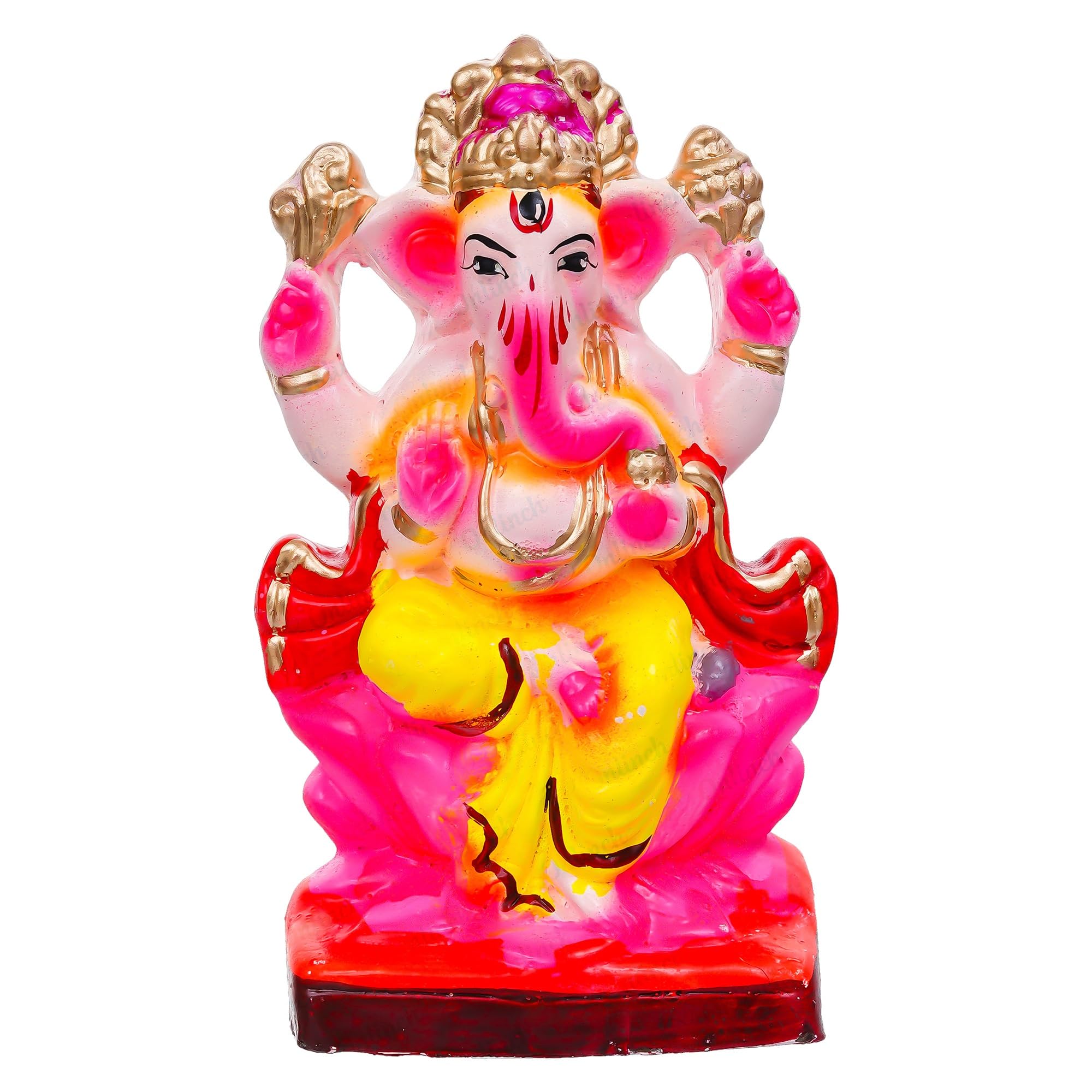 B S NATURAL Eco - Friendly Ganesh Idol cm Clay Ganesha Murti for Home & Visarjan | Biodegradable, Water Soluble with Pooja Kit & Marigold Seeds | Handmade Ganpati Idol for Festivals (10.5 x 7 Cm) - Pickkart