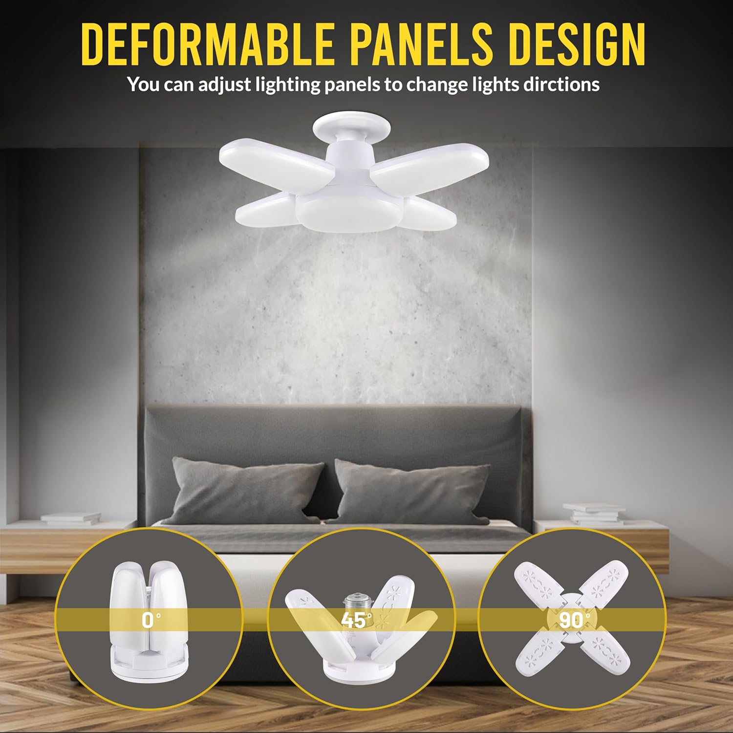 Charkee 25W Cool Day Mini fan Blade 4 Leaf Foldable LED Bulb with Angle Adjustable Ceiling Lights Home - Pickkart