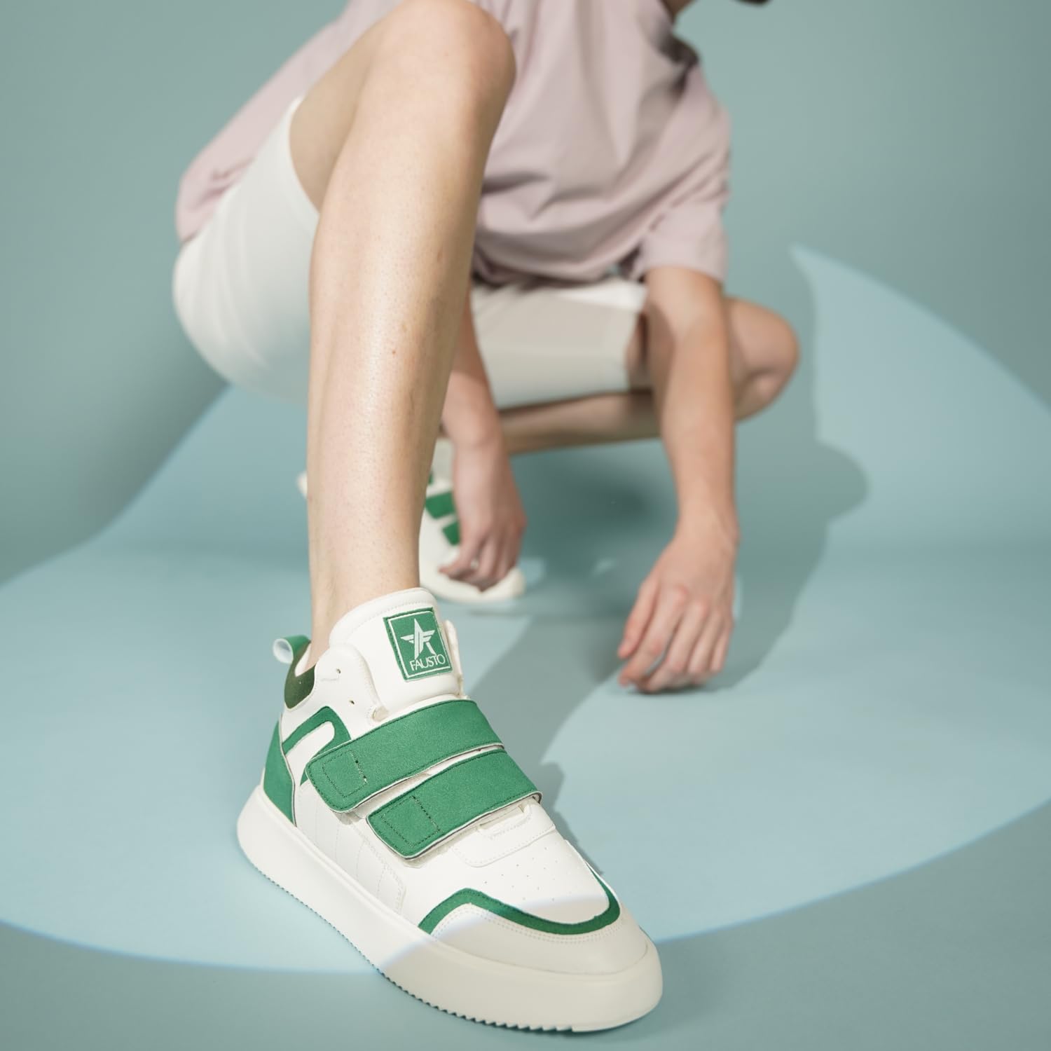 FAUSTO Men's Colorblocked High Top Hook and Loop Adjustable Fasteners Adjustable Classic Sneakers|Memory Cushion Insole|Street Fashion Hi - Top Sneakers - Pickkart