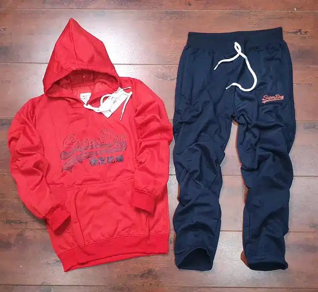 Full Sleeves Printed Tracksuit for Men (Red & Black, M) - Pickkart