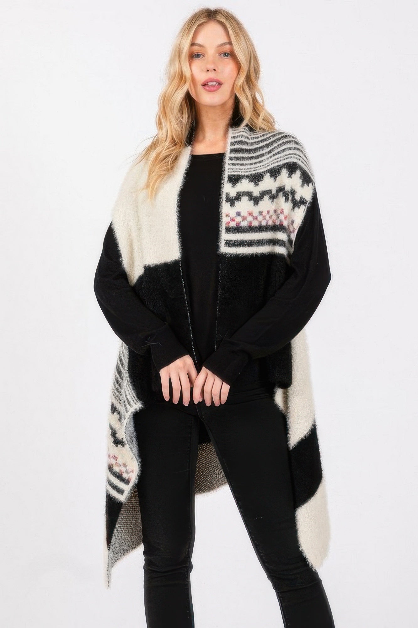 Fuzzy Aztec Pattern Vest - Pickkart