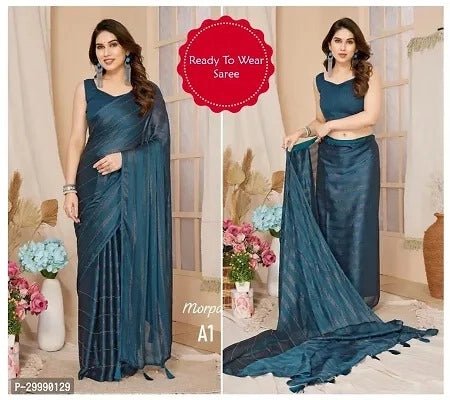 Georgette Striped Saree for Women (Bottle Green, 6.3 m) - Pickkart