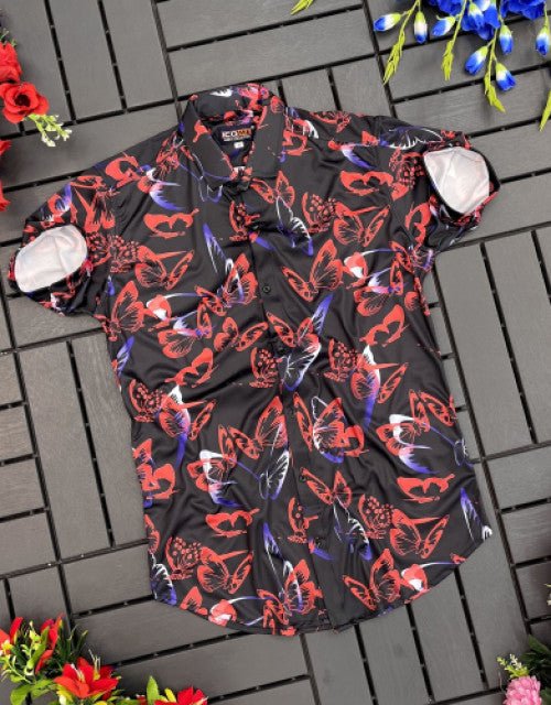 Men Regular Fit Printed Cut Away Collar Casual Shirt - Pickkart