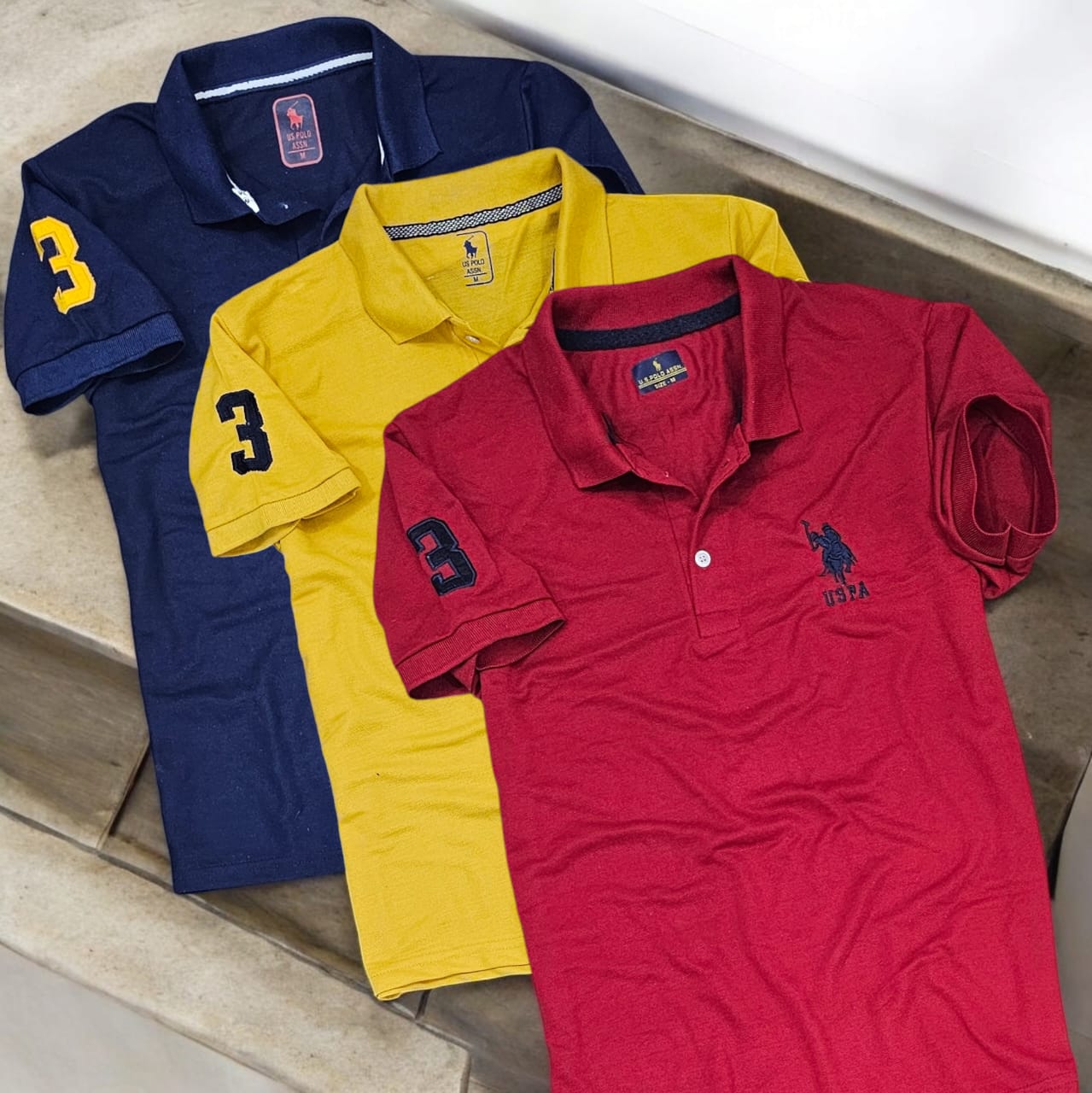 Polo Neck T-Shirt for Men (Multicolor, M) (Pack of 3) - Pickkart