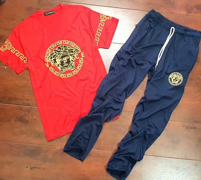 Poly Blend Tracksuit for Men (Red & Blue, XL) - Pickkart