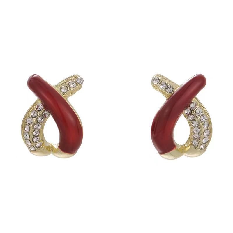 Retro Red Cross Stud Earrings For Women - Pickkart