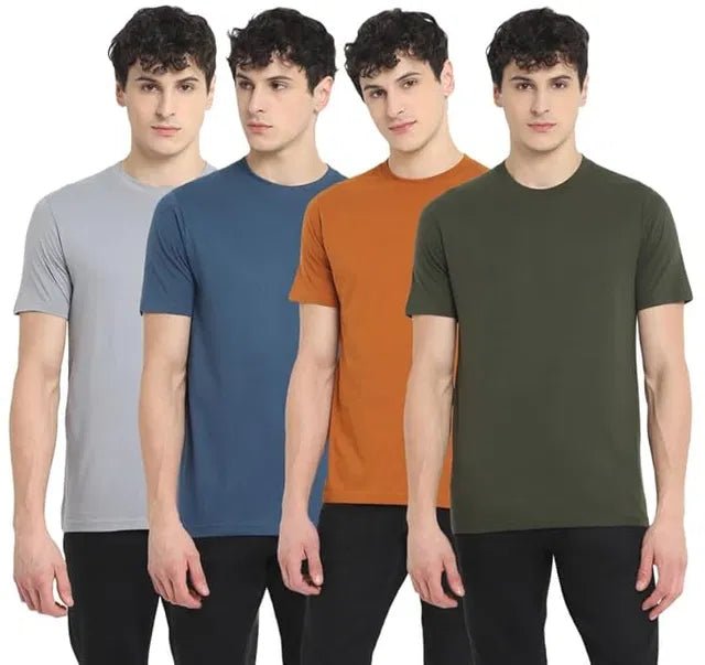 Round neck Cotton T-shirt (Pack of - 4 ) - Pickkart