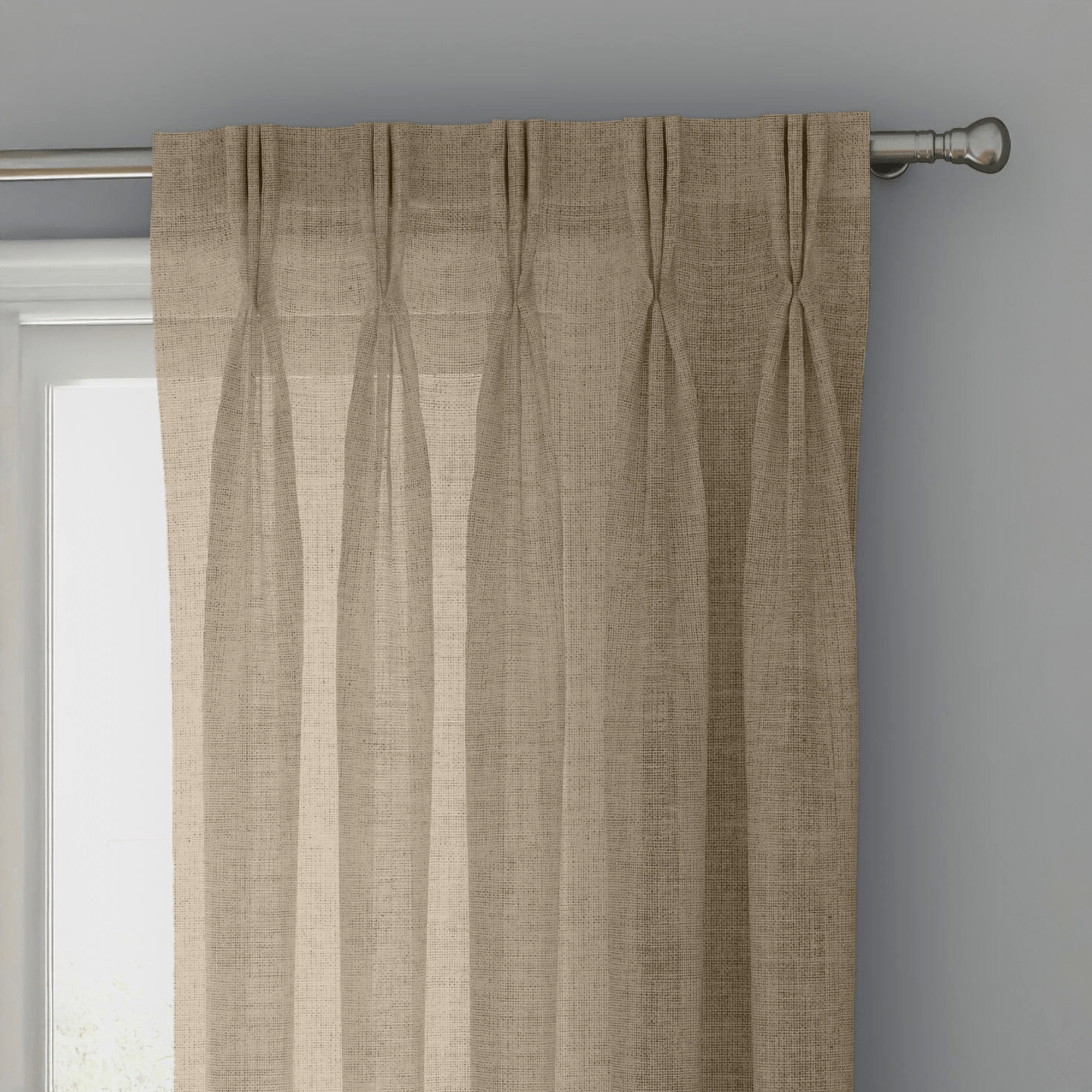 Sand Beige Linen Sheer Curtains - Triple Pinch Pleat - Made to Measure - Pickkart