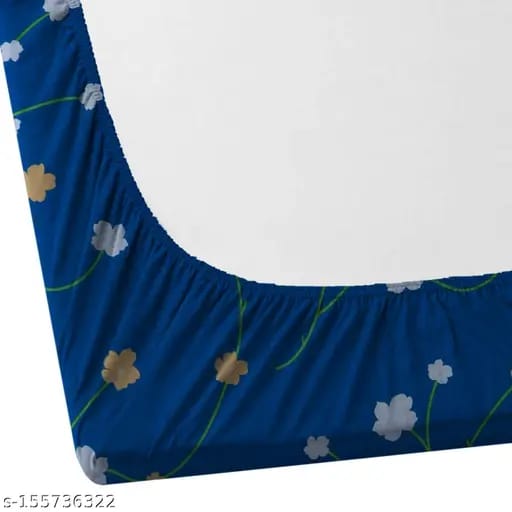 Super Soft Glace Cotton All Round Elastic Fitted Double Bed Bedsheet with 2 Pillow Covers - 72x78x8 - Pickkart