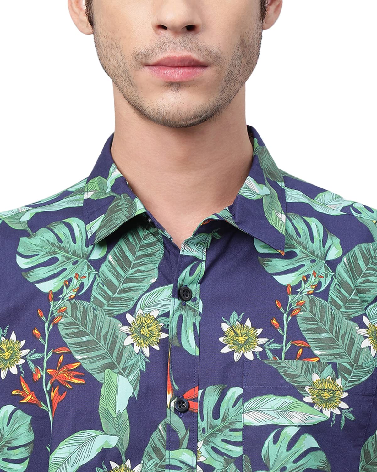 Veirdo® Shirt for Men, Cotton Regular Fit Short - Sleeve, Floral Printed Shirt - Pickkart