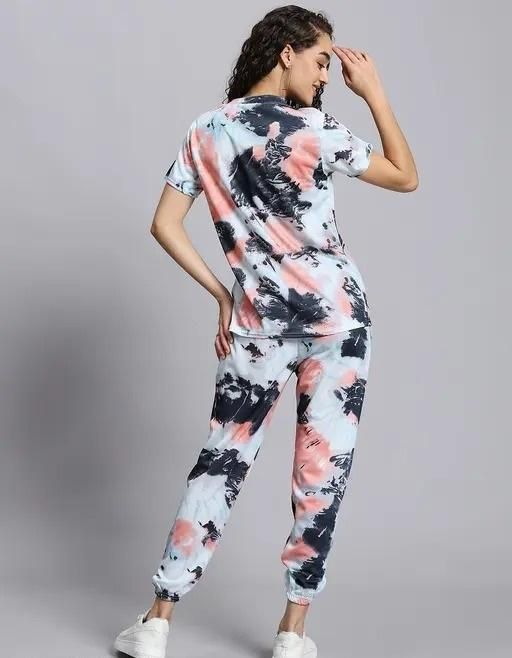 Women's Casual Tie Dye Print Night Suit - Pickkart