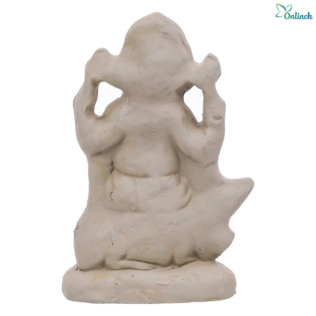 100% Eco - Friendly Traditional Handcrafted Mud Mitti Earthenware Ganesh Idol For Visarjan |Mitti Ganesh Murti | Home Pooja | Ganesh Chaturthi Gift 31 (6.5 Inch, Fantasy, Brown) - Pickkart