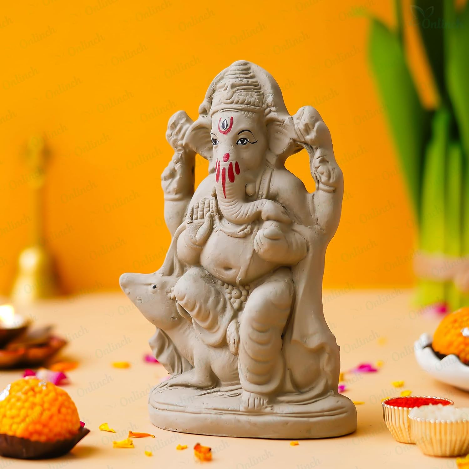 100% Eco - Friendly Traditional Handcrafted Mud Mitti Earthenware Ganesh Idol For Visarjan |Mitti Ganesh Murti | Home Pooja | Ganesh Chaturthi Gift 31 (6.5 Inch, Fantasy, Brown) - Pickkart