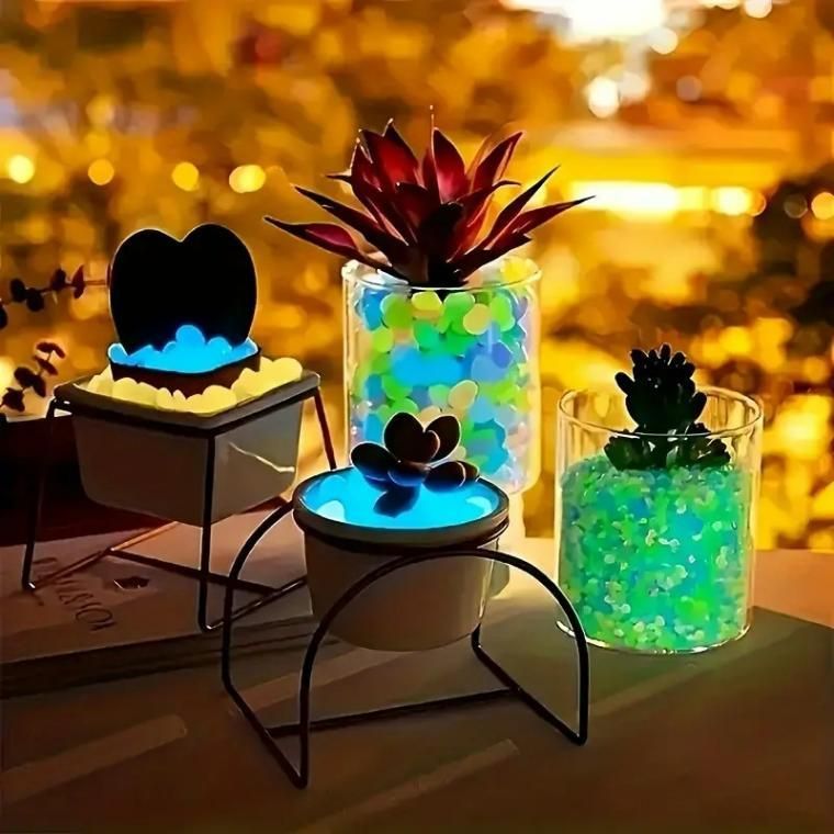 100pcs Artificial Mixed Color Glow Stones Fluorescent Rocks For Home Decor - Pickkart