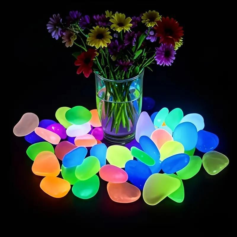 100pcs Artificial Mixed Color Glow Stones Fluorescent Rocks For Home Decor - Pickkart