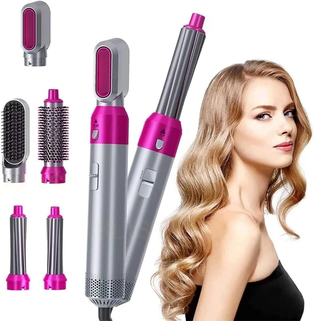 5 in 1 Multifunctional Hair Dryer Styling Tool, Detachable 5 - in - 1 Multi - Head Hot Air Comb, The Negative Ion Automatic Suction Hair Curler - Pickkart
