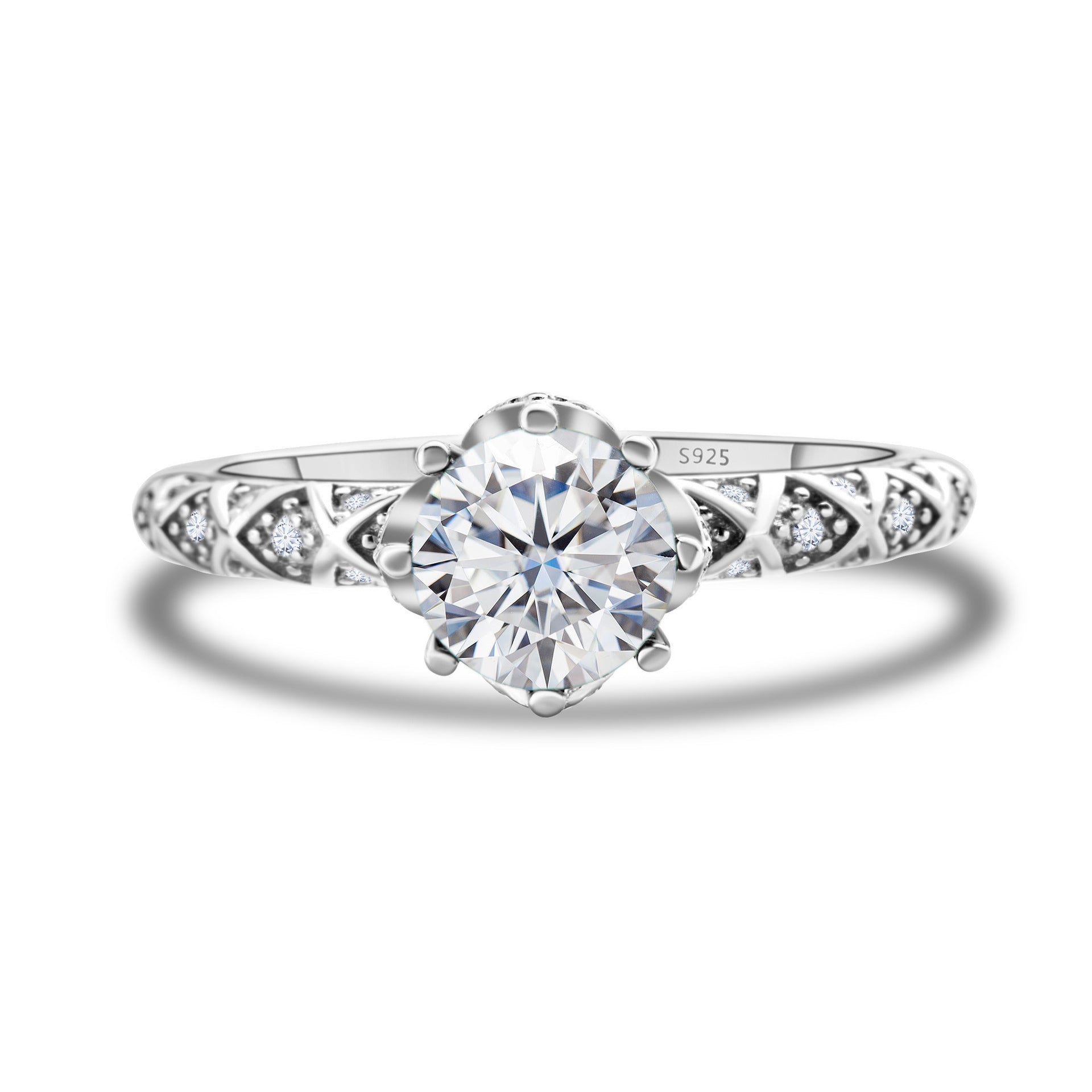 925 Sterling Silver Moissanite Ring Women's Pt950 Gold - plated Vine Winding Light Luxury - Pickkart