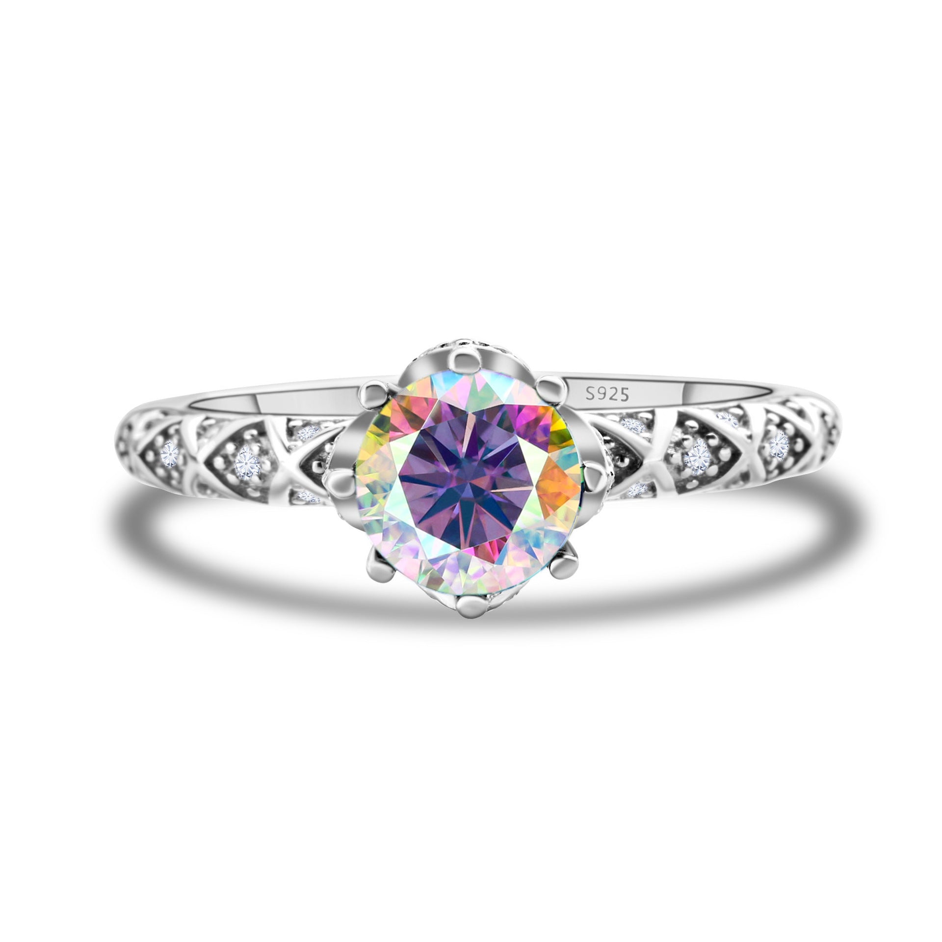 925 Sterling Silver Moissanite Ring Women's Pt950 Gold - plated Vine Winding Light Luxury - Pickkart