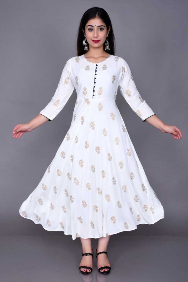 Aman Rayon Kurtis For Women (White, S) - Pickkart