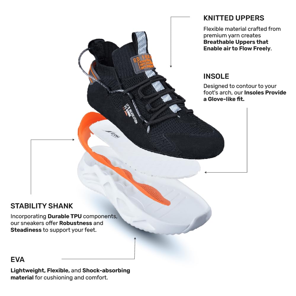 ATOM Casual Sneaker for Men | Stylish & Comfortable Casual Sneakers with Breathable Air Mesh | All - Day Comfort - Pickkart