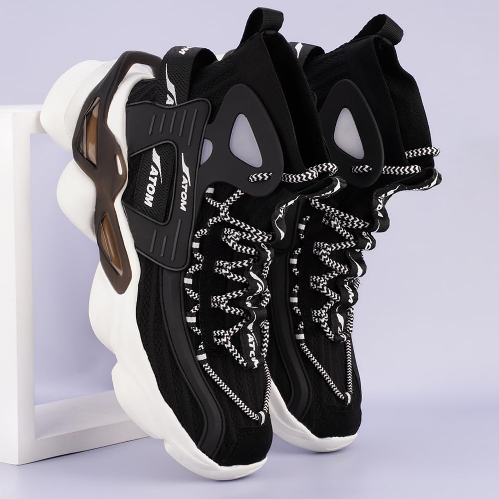 ATOM Gansta1 Men's Hi - Top Knitted Sneakers | EVA Outsole, Perfect for Casual Outings - Pickkart