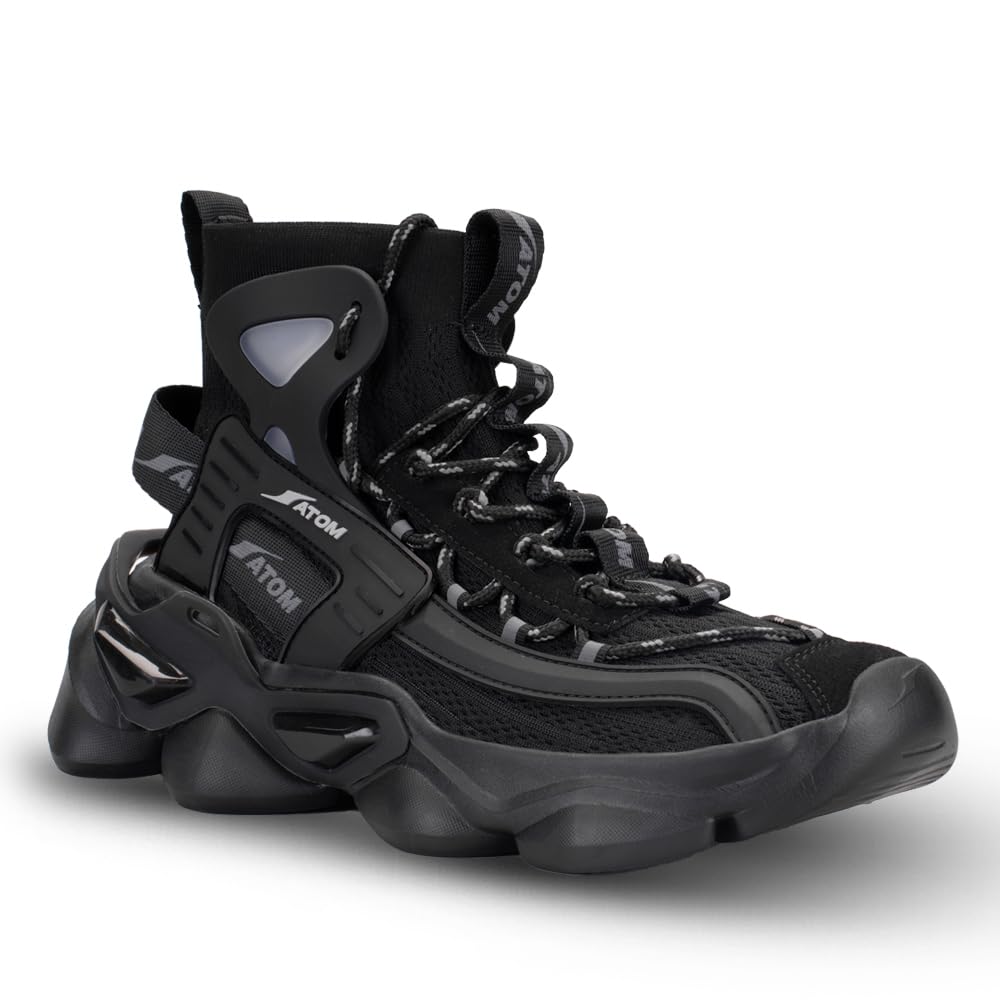 ATOM Gansta1 Men's Hi - Top Knitted Sneakers | EVA Outsole, Perfect for Casual Outings - Pickkart