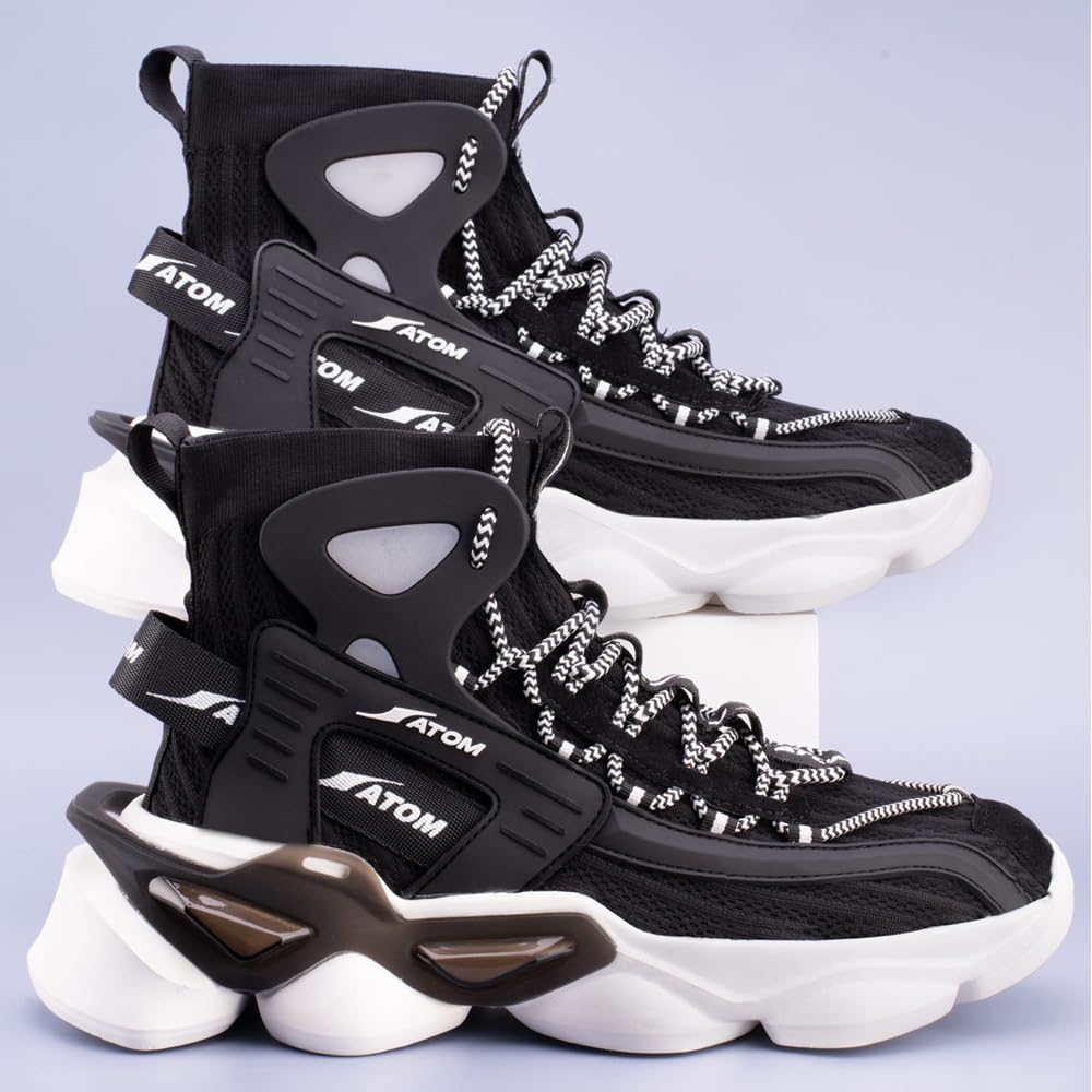 ATOM Gansta1 Men's Hi - Top Knitted Sneakers | EVA Outsole, Perfect for Casual Outings - Pickkart