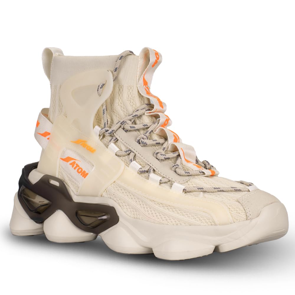 ATOM Gansta1 Men's Hi - Top Knitted Sneakers | EVA Outsole, Perfect for Casual Outings - Pickkart