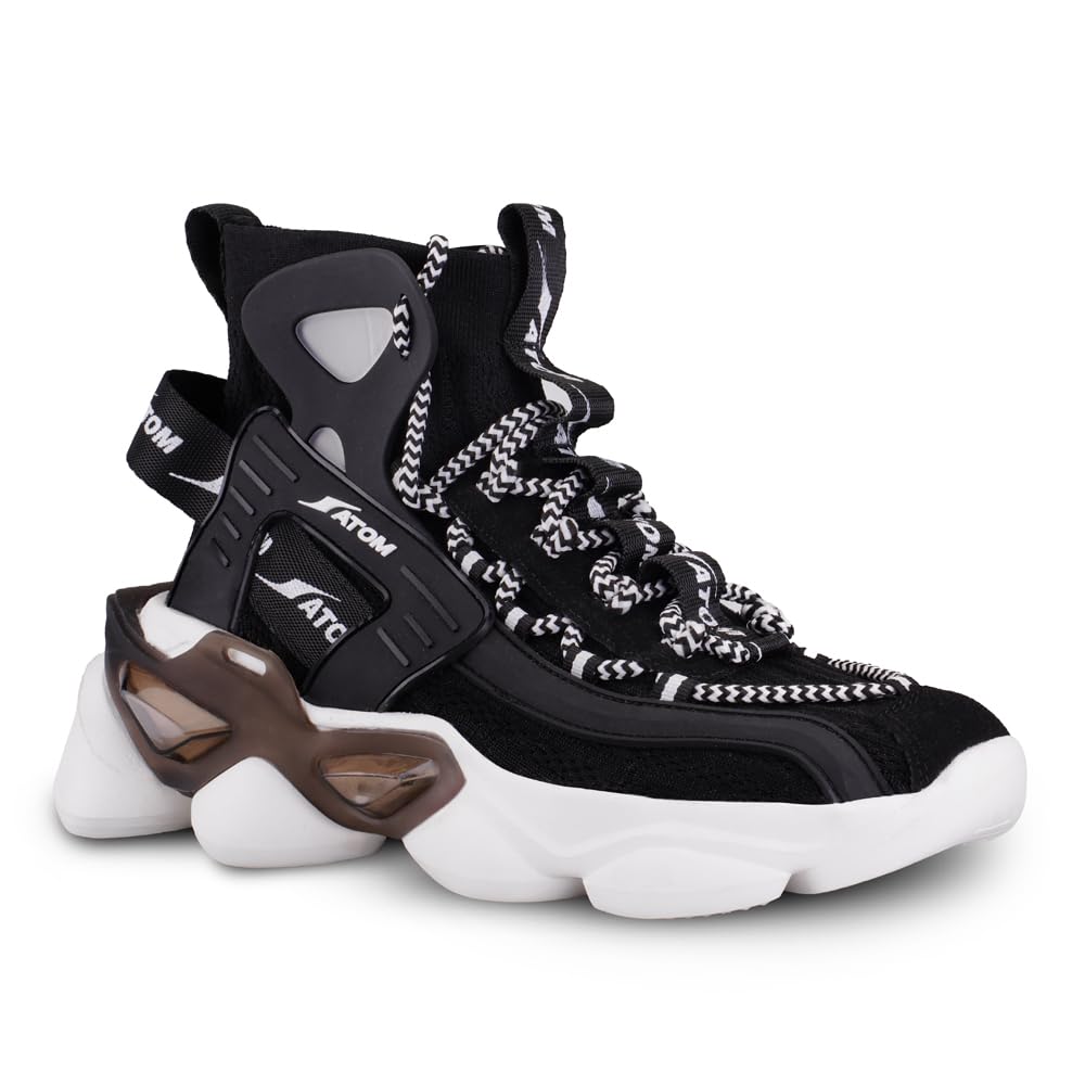 ATOM Gansta1 Men's Hi - Top Knitted Sneakers | EVA Outsole, Perfect for Casual Outings - Pickkart