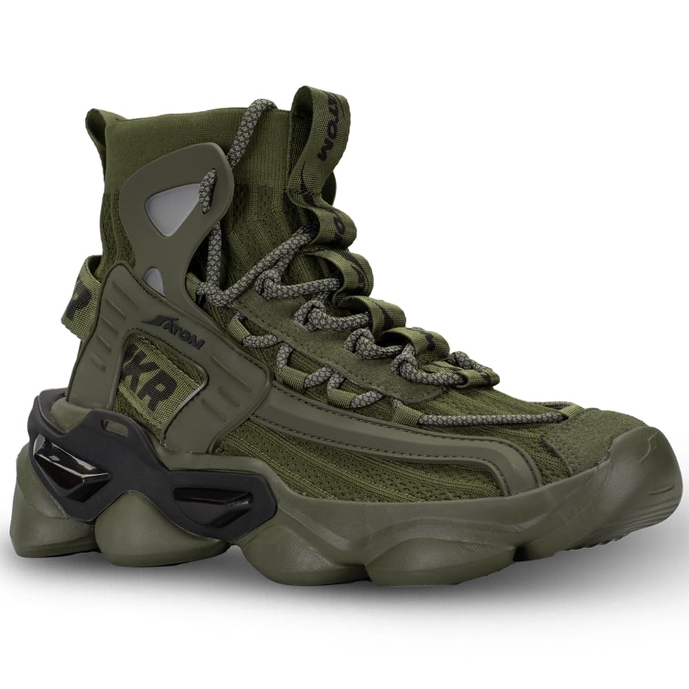 ATOM Gansta1 Men's Hi - Top Knitted Sneakers | EVA Outsole, Perfect for Casual Outings - Pickkart