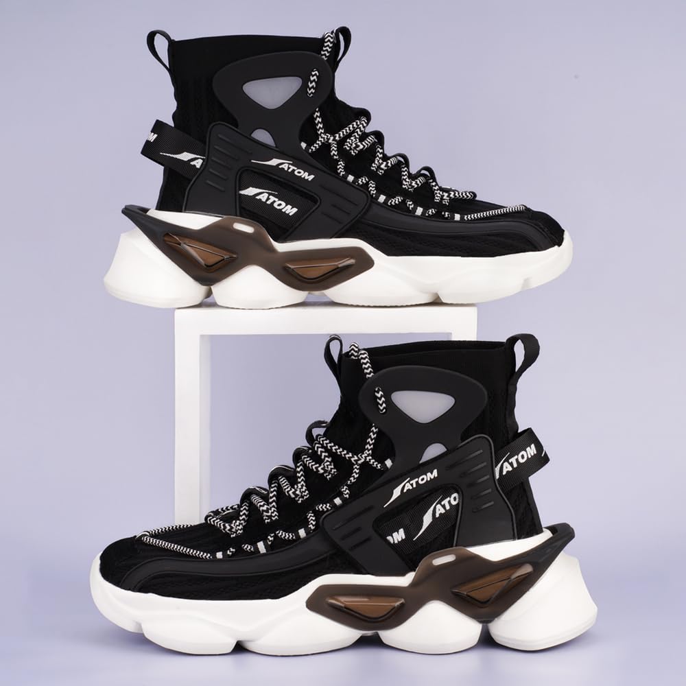 ATOM Gansta1 Men's Hi - Top Knitted Sneakers | EVA Outsole, Perfect for Casual Outings - Pickkart
