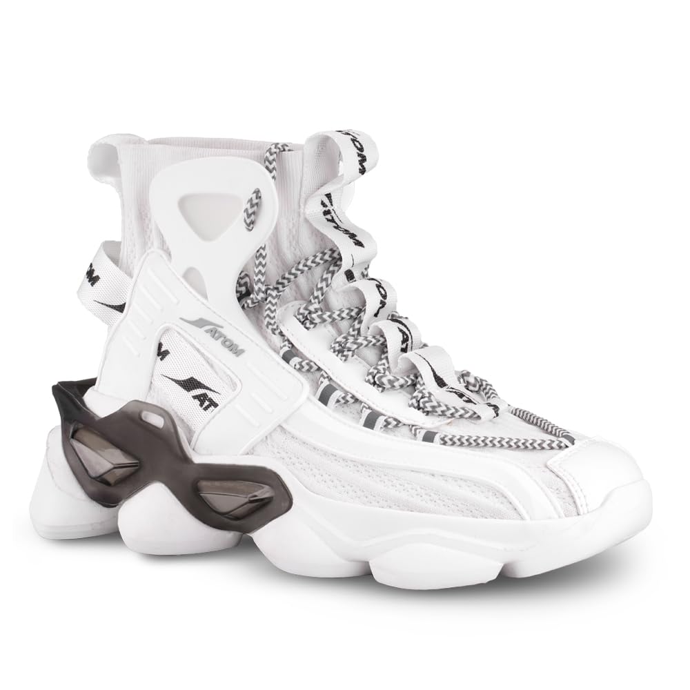 ATOM Gansta1 Men's Hi - Top Knitted Sneakers | EVA Outsole, Perfect for Casual Outings - Pickkart