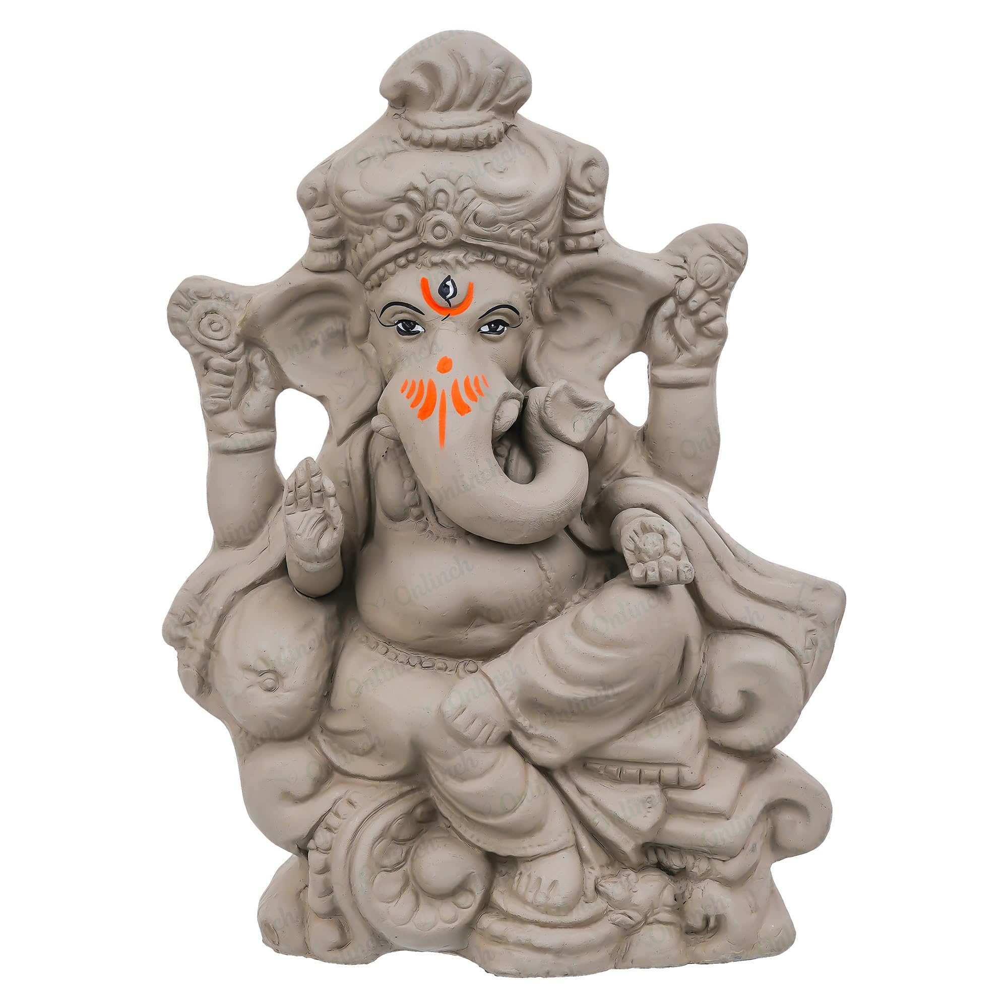 B S NATURAL Eco - Friendly Ganesh Idol cm Clay Ganesha Murti for Home & Visarjan | Biodegradable, Water Soluble with Pooja Kit & Marigold Seeds | Handmade Ganpati Idol for Festivals (10.5 x 7 Cm) - Pickkart