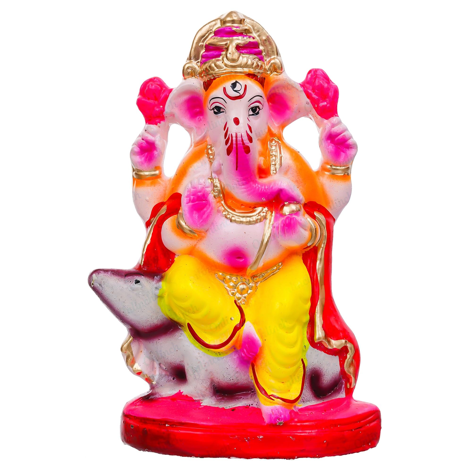 B S NATURAL Eco - Friendly Ganesh Idol cm Clay Ganesha Murti for Home & Visarjan | Biodegradable, Water Soluble with Pooja Kit & Marigold Seeds | Handmade Ganpati Idol for Festivals (10.5 x 7 Cm) - Pickkart