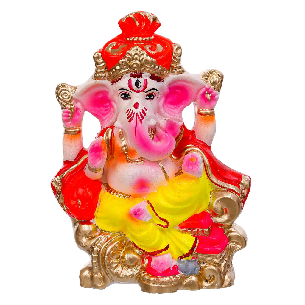 B S NATURAL Eco - Friendly Ganesh Idol cm Clay Ganesha Murti for Home & Visarjan | Biodegradable, Water Soluble with Pooja Kit & Marigold Seeds | Handmade Ganpati Idol for Festivals (10.5 x 7 Cm) - Pickkart