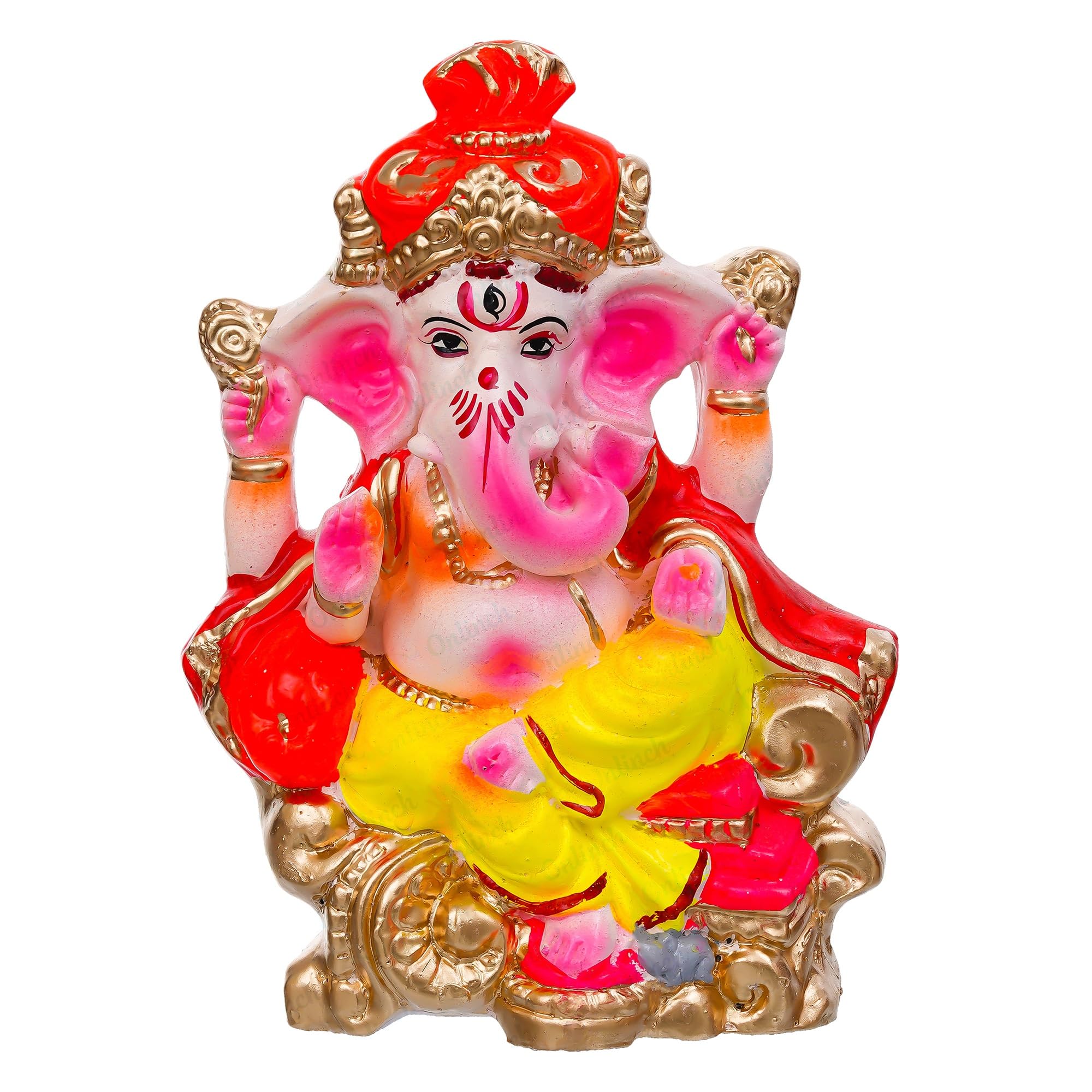 B S NATURAL Eco - Friendly Ganesh Idol cm Clay Ganesha Murti for Home & Visarjan | Biodegradable, Water Soluble with Pooja Kit & Marigold Seeds | Handmade Ganpati Idol for Festivals (10.5 x 7 Cm) - Pickkart