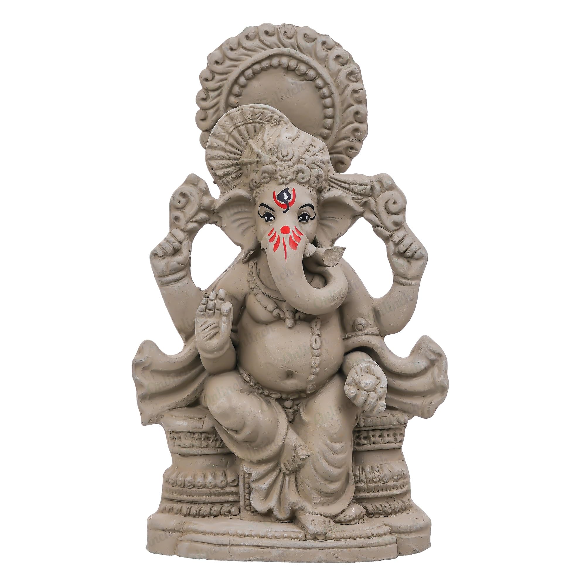 B S NATURAL Eco - Friendly Ganesh Idol cm Clay Ganesha Murti for Home & Visarjan | Biodegradable, Water Soluble with Pooja Kit & Marigold Seeds | Handmade Ganpati Idol for Festivals (10.5 x 7 Cm) - Pickkart