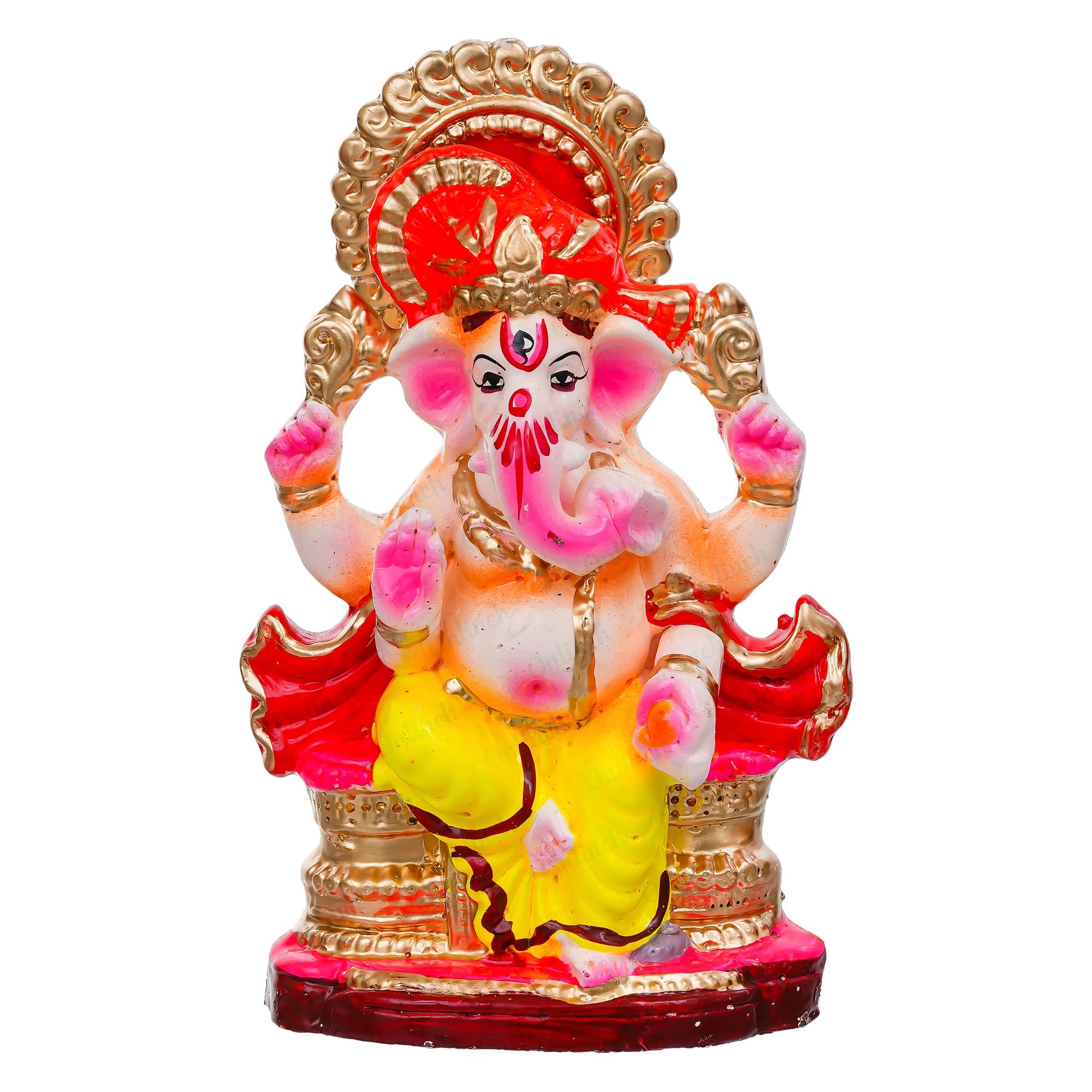 B S NATURAL Eco - Friendly Ganesh Idol cm Clay Ganesha Murti for Home & Visarjan | Biodegradable, Water Soluble with Pooja Kit & Marigold Seeds | Handmade Ganpati Idol for Festivals (10.5 x 7 Cm) - Pickkart