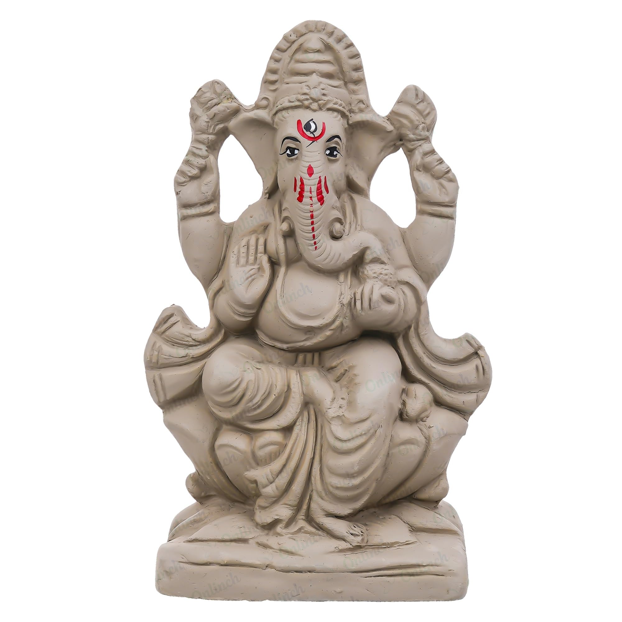 B S NATURAL Eco - Friendly Ganesh Idol cm Clay Ganesha Murti for Home & Visarjan | Biodegradable, Water Soluble with Pooja Kit & Marigold Seeds | Handmade Ganpati Idol for Festivals (10.5 x 7 Cm) - Pickkart