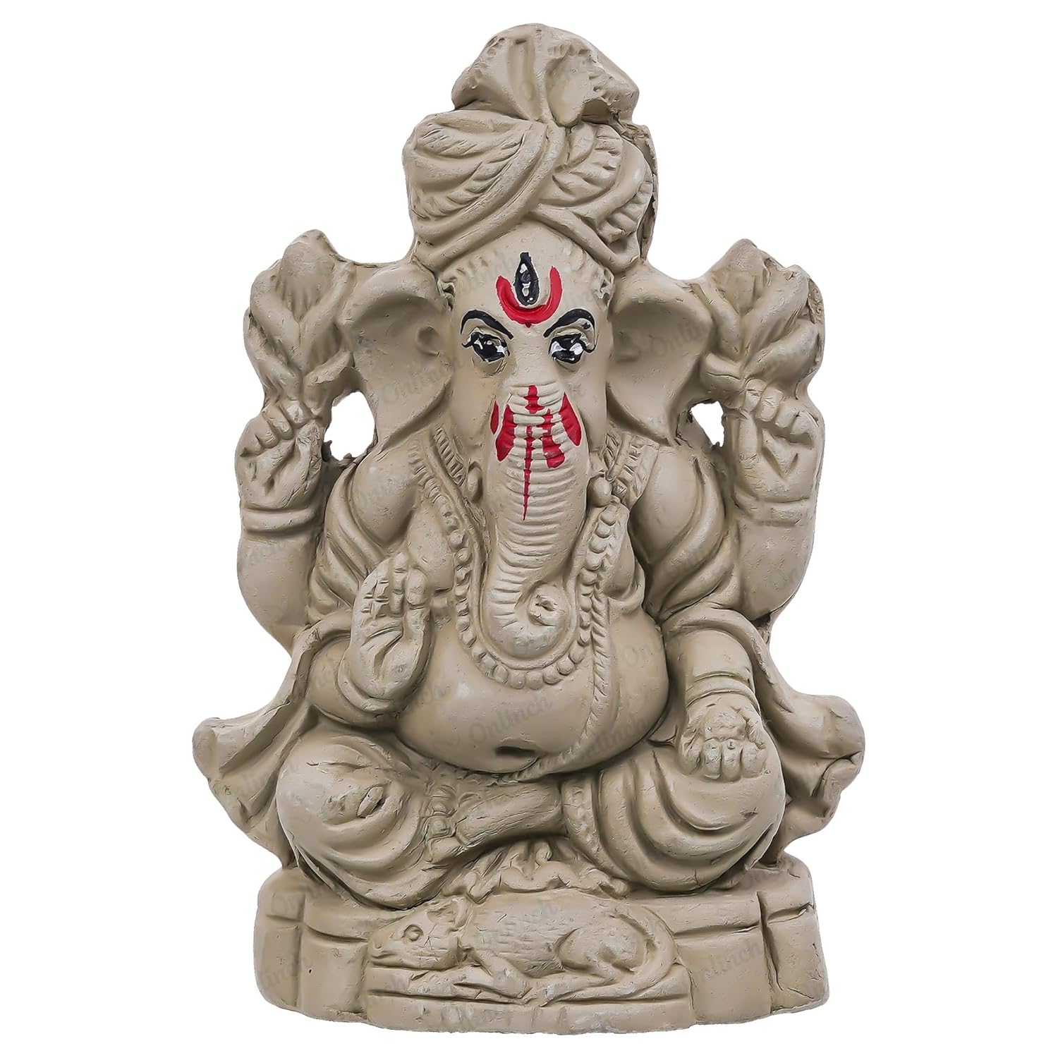 B S NATURAL Eco - Friendly Ganesh Idol cm Clay Ganesha Murti for Home & Visarjan | Biodegradable, Water Soluble with Pooja Kit & Marigold Seeds | Handmade Ganpati Idol for Festivals (10.5 x 7 Cm) - Pickkart