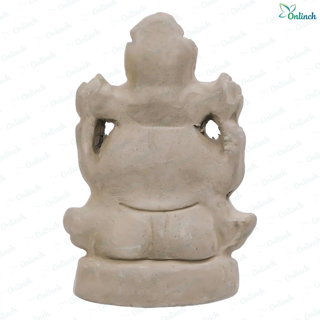 B S NATURAL Eco - Friendly Ganesh Idol cm Clay Ganesha Murti for Home & Visarjan | Biodegradable, Water Soluble with Pooja Kit & Marigold Seeds | Handmade Ganpati Idol for Festivals (10.5 x 7 Cm) - Pickkart