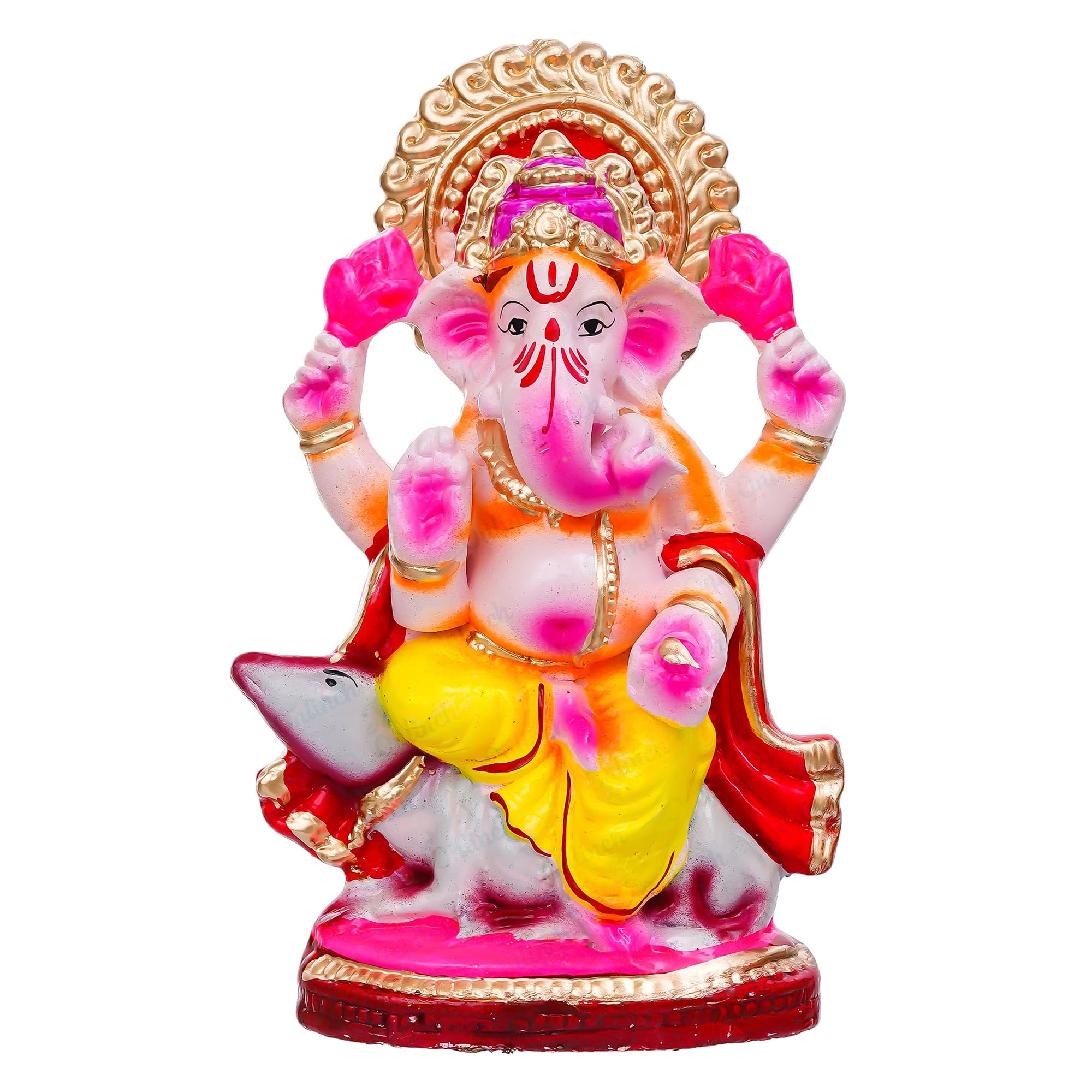 B S NATURAL Eco - Friendly Ganesh Idol cm Clay Ganesha Murti for Home & Visarjan | Biodegradable, Water Soluble with Pooja Kit & Marigold Seeds | Handmade Ganpati Idol for Festivals (10.5 x 7 Cm) - Pickkart