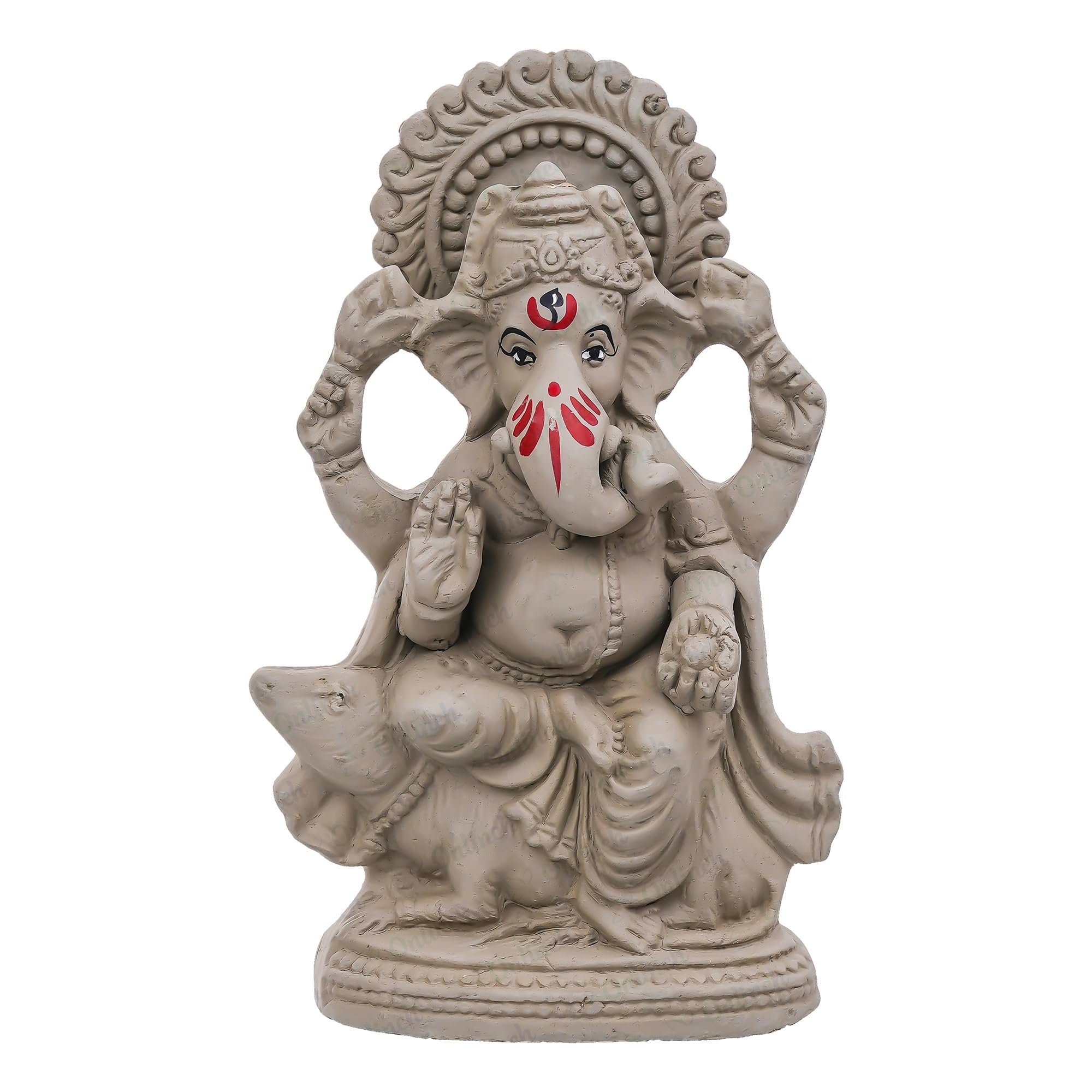 B S NATURAL Eco - Friendly Ganesh Idol cm Clay Ganesha Murti for Home & Visarjan | Biodegradable, Water Soluble with Pooja Kit & Marigold Seeds | Handmade Ganpati Idol for Festivals (10.5 x 7 Cm) - Pickkart